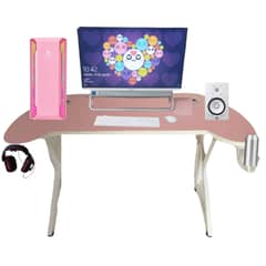 GENERICO - Escritorio Gamer 140 cm Luz Led Rosado