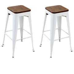 ITAHOME - SET DE 2 PISOS DE BAR VERONA MADERA BLANCO