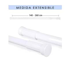 GENERICO - BARRA EXTENSIBLE 140 -260CM BARRA CORTINA TUBO CORTINA BAÑO