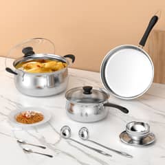 AIZO - Juego de cocina acero inoxidable engrosado para 2 personas
