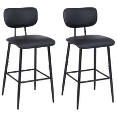 NOVAHUS - Pack 2 Pisos de Bar de Cocina Mid-Century con Respaldo Negro