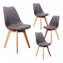GENERICO - Pack de 4 sillas de comedor acolchada Tulip Gris