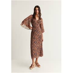 SCALPERS - Vestido Étnico Detalle Metalizado Brown