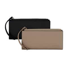 CARVEN - 2 Billeteras de mujer Delia negra y taupe