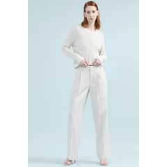 LIOLA - Pantalon Recto Tiro Alto Con Pinza, Crudo