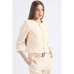 LIOLA - Chaqueta Entallada Lino Algodón, Beige