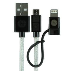 GENERAL ELECTRIC - Cable 2 en 1 Micro USB + Conector Lightning 1.80 Mts
