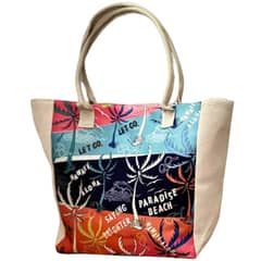 AUCKLAND OUTDOOR - Bolso Playa Lona Algodon Franjas Con Cierre Fuelle Grande