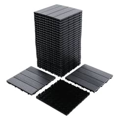 GENERICO - Piso Deck Terraza 30x30x2cm Negro Terminación Lineal Pack x11 Palmetas 1m2