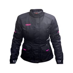 YAMAHA - Chaqueta Railway Mujer Touring Negro Rosado