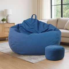 JOYTEK - Puff Pera de Lino talla XL 120x80 AZUL