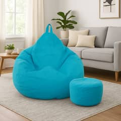 JOYTEK - Puff Pera de Lino talla XL 120x80 AZUL CELESTE