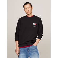 TOMMY HILFIGER - Polerón Con Logo Flag Negro Tommy Jeans