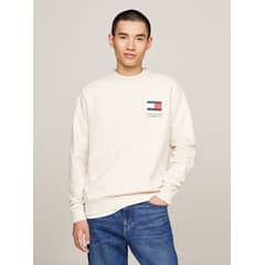 TOMMY HILFIGER - Polerón Con Logo Flag Beige Tommy Jeans