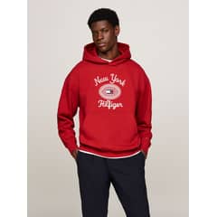 TOMMY HILFIGER - Polerón Hoodie Con Logo Bordado Rojo