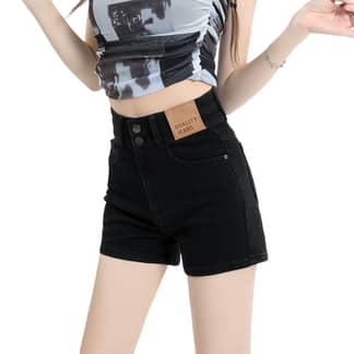 BLWOENS - Pantalones cortos vaqueros de verano para mujeres - Negro