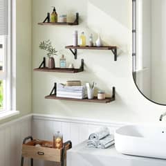 CASA BELLA - Repisas Flotantes De Madera Modernas X4 PCS NANO148
