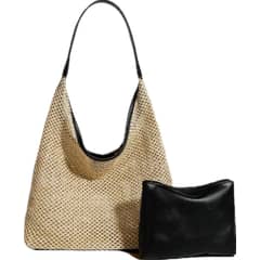 DANWEILE - Mochila Vintage Paja Bolsa de hombro-Marrón