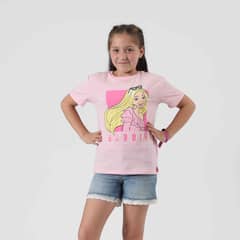 BARBIE - Polera Manga Corta Niña Foto Rosado