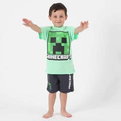 MINECRAFT - Short Niño Logo Acero
