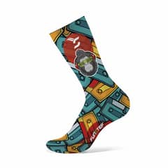 FUNSTEP - Calcetines Ciclismo Dibujos Naranja/verde M ( 36-39)