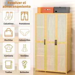 AIZO - Closet Armario moderno 3 Puerta con pantalonero Color Madera