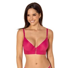 LEONISA - Sostén triangular de realce alto y buen cubrimiento Memory Bustier 091010 Fucsia