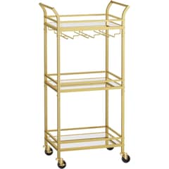 SPACEZAT - Carro Auxiliar Organizador Bar Cocina 3 Niveles Dorado Reika