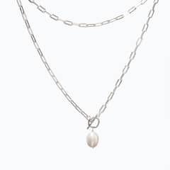 LA GARZA - Collar Mujer Plata Perla Barroca