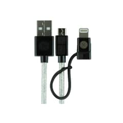 GENERAL ELECTRIC - Cable 2 en 1 Micro USB Adaptador Lightning 0.90 Mts