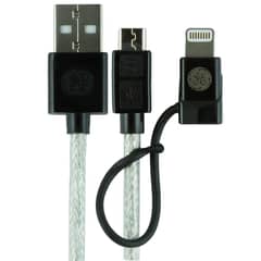GENERAL ELECTRIC - Cable 2 en 1 Micro USB Adaptador Lightning 0.90 Mts
