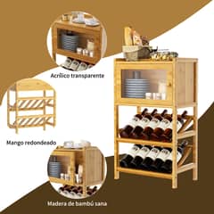 AIZO - Estante Porta Vinos Hogar Vitrina De Madera Con Basculante