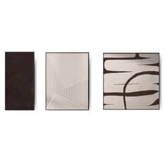 SANTU HOME & DECO - Set 3 Cuadros Tonos Ébano Vidrio 60cm