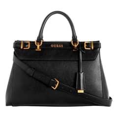 GUESS - Cartera Sestri Luxury Satchel Negro
