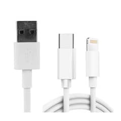 OEM - CABLE USB 2 EN 1 USB A TYPE -C LIGHTNING 5A FAST CHARGE 1M