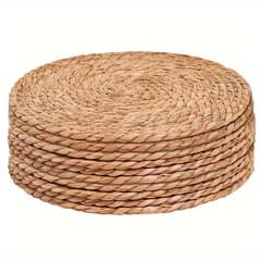 GENERICO - Juego de 6 individuales de 100 % tejido de yute, redondos de 38 cm