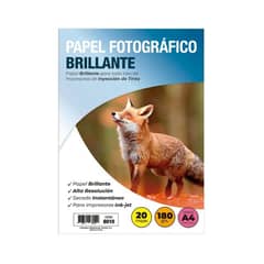 ADETEC - Papel fotografico a4 brillante 180gr 20HOJAS