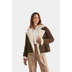 VELEZ - Vélez Casaca Aviator Cuero Ovino y Lana Mujer Nobuck Café