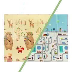 BEBESIT - Alfombra Antigolpes Plegable 180X200 Oso y Ciudad