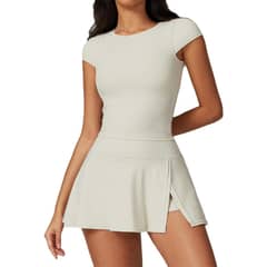 RURUTOTO - Conjunto de Deportivo Para mujer Camiseta Manga Corta y Falda Negro