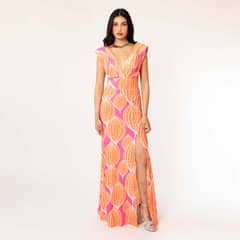 NATALIA SEGUEL - Vestido Camile Fucsia Vainas Naranjo