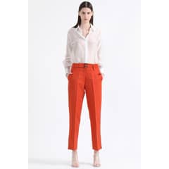 LIOLA - Pantalon Sastre Tiro Alto Con Cinturon, Lino, Oxido