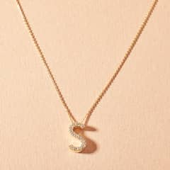 JB JOYAS BARON - Collar de Oro 18kt Diamantes Letra S con 7 Pts Corte Brillante