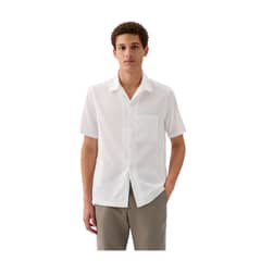 GAP - Camisa Hombre Mezcla Lino Manga corta Blanco