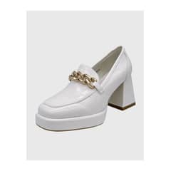 DINASTELLA - Zapato para mujer con taco y cadena Blanco