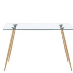 GENERICO - Mesa de vidrio Prince 130cm con patas Simil de Madera