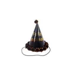 GENERICO - Gorro Cotillon Feliz Cumpleaños Negro 20cm