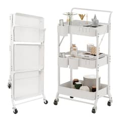 VIDITA - Carrito Organizador Estante Plegable Almacenamiento Con Ruedas Blanco