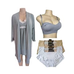 GENERICO - Pack de maternidad lactancia sosten camisola bata calzones