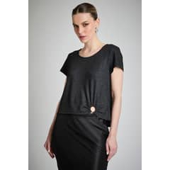 ASH - Top Rib Acanalado Lurex Negro